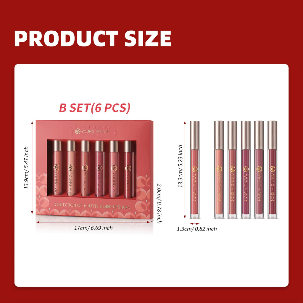 6 Pcs Matte Liquid Lipstick Set