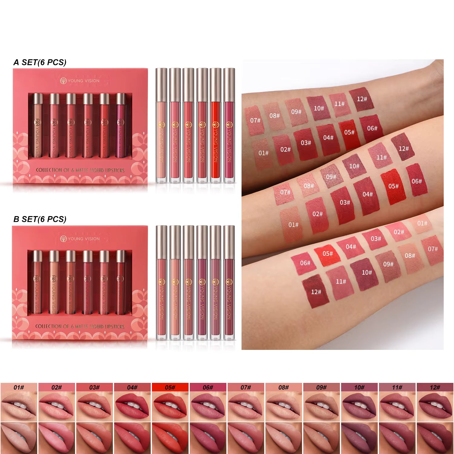 6 Pcs Matte Liquid Lipstick Set