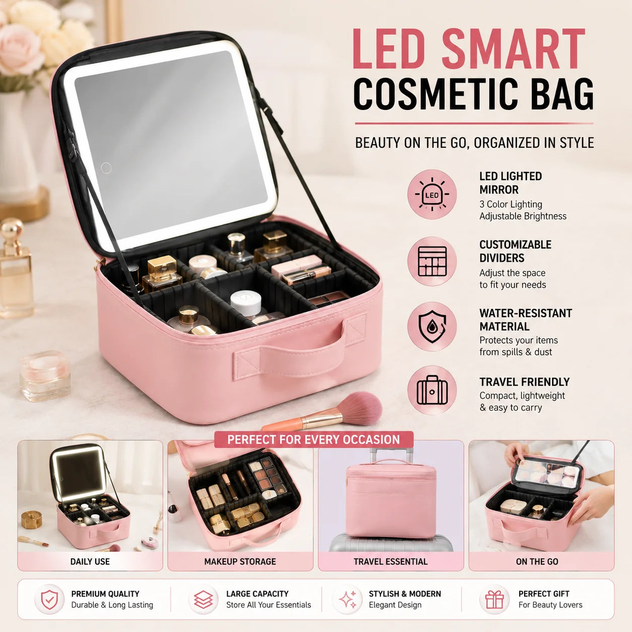 LED Makeup Mirror with 3 Lights